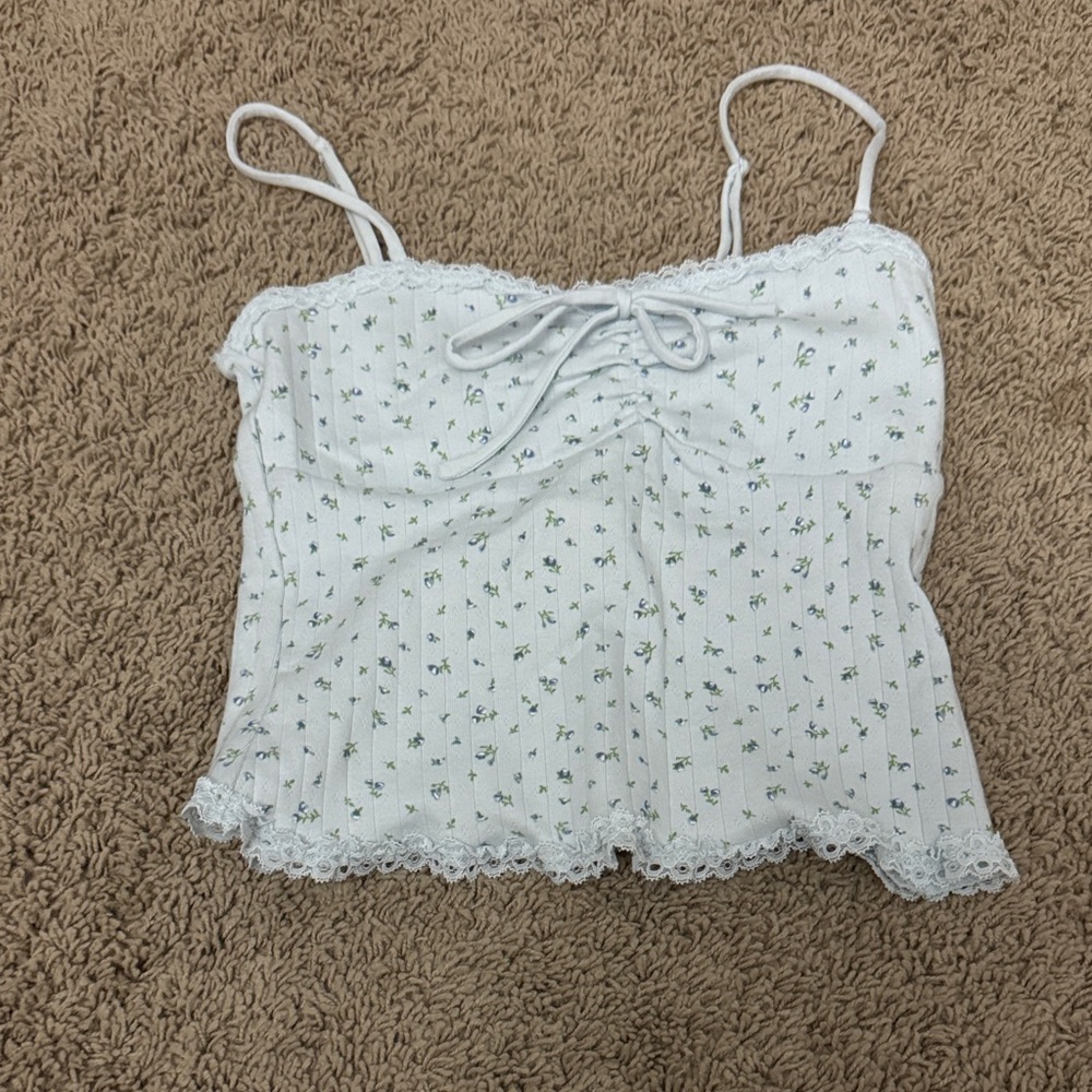 Aeropostale White Floral Lace Cami